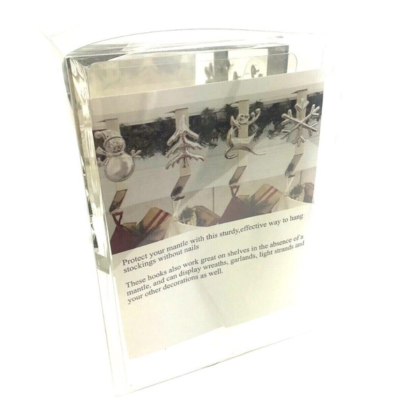 Christmas Stocking holder hanger Holiday Inspirations Silver 4 pack Snowman Deer - Picture 2 of 7